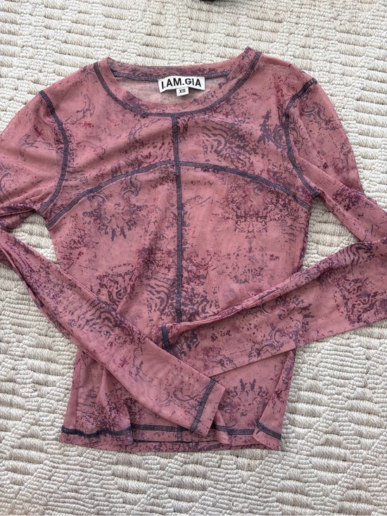 I.AM.GIA Tops - I.AM.GIA Dusty Rose Long Sleeve Mesh Top